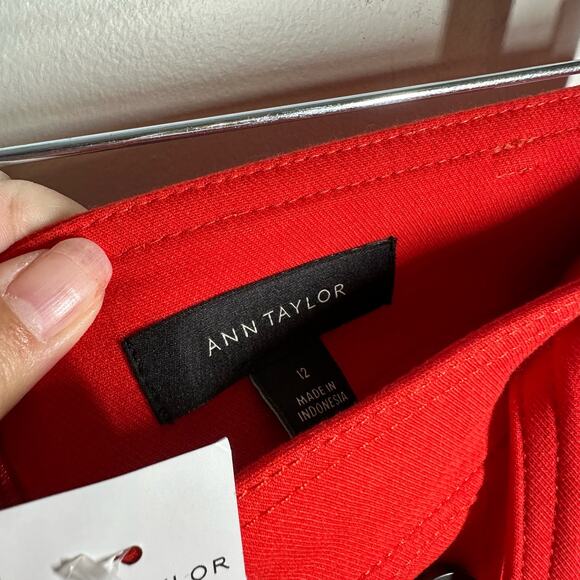 NEW Ann Taylor Women's Trench Pencil Red Belted Button Skirt Size 12 - Picture 5 of 11